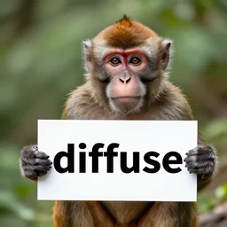 monkey holding a sign with text that reads : diffuse