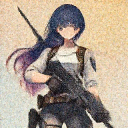anime girl, armed, beautiful, 8 k wallpaper, high detailed, illustration, morandi color scheme