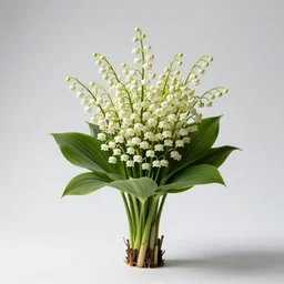 giant lily of the valley, studio photography, full body, isolated on a pure white background, centered, entire subject in frame, sharp focus, soft studio lighting
