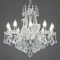 crystal chandelier with a design of a swan by swarovski