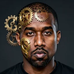 kanye west in beeple styled gears of war, detailed face by beeple in the style of beeple