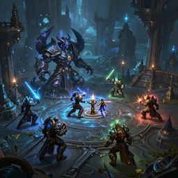 World of Warcraft boss battle, dreamscape, dramatic lighting, fantasy art illustration, trending on artstation, Aetherpunk