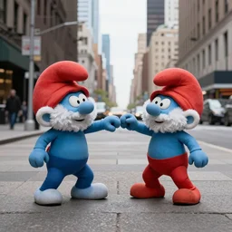 smurfs break dancing in tines Square NYC photorealism 8k ultra high quality