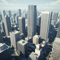 Modern Japanese city with low-rise buildings and skyscrapers in the style of the game Mirror's Edge 2009, hyperdetailed, artstation, cgsociety, 8k