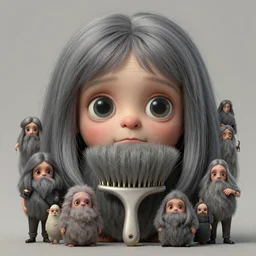 anthropomorphic highly detailed group portrait of hairy old neon giant cute eyes living hair brush, with long grey bob haircut in face, intricate, elegant, highly detailed, digital painting, artstation, concept art, smooth, sharp focus, illustration, art by artgerm, bob eggleton, michael whelan, stephen hickman, richard corben, wayne barlowe, trending on artstation and greg rutkowski and alphonse mucha, 8 k