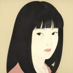 A portrait of a woman with japanese cut hair, by Dice Tsutsumi,