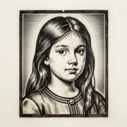 woodcut of a portrait of a young girl by yang weizhen and jean - michel atlan trending on flickr and rendered in cinema 4 d