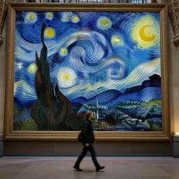 walking in paris, orsay museum, midgnight, starry nights, van gogh, hyperrealism, astrophotography, nature, architecture