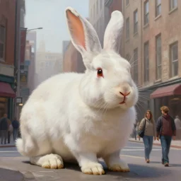 giant rabbit on a street, city, detailed painting, 4 k, hd, realistic, digital painting, artstation, by, paul bonner, aarons slim, by cordal isaac