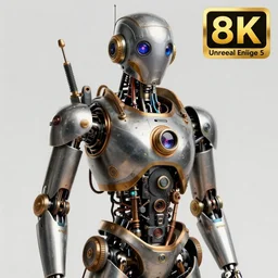 portrait of a steampunk robot, highly detailed, professional digital painting, Unreal Engine 5, Photorealism, HD quality, 8k resolution, cinema 4d, 3D, cinematic, professional photography, art by artgerm and greg rutkowski and alphonse mucha and loish and WLOP