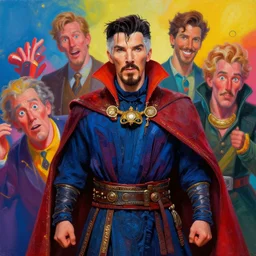 a playful and panacea photorealistic painting of dr strange, by ron walotsky, noriyoshi ohrai, tony cragg and edmund dulac.. ver mas aqui art movement. vibrant colors. trending on artstation. unreal engine. hyper detailed, concept art, hyperrealism, 1 6 k resolution, rendered with cinema 4 d, 8 k resolution, hypermaximalist, cgsociety, zbrush central, behance hd, masterpiece, digital matte painting, trending on artstation, multicoloured