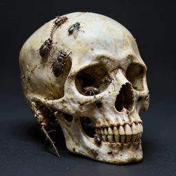 a skull made of dead insects, creepy, intricate details, detailed