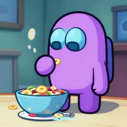 digital art of among us sus eats cereals