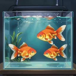 beatiful aquarium with goldfish drawn in ghibli style, anime ghibli studio drawing