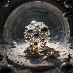 illusions, abstract art, rounds, moleculs, genom, artstation hq, in style of simon c page
