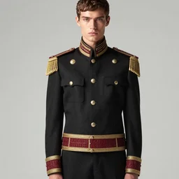 a editorial photo of a male model wearing alexander mcqueen medieval 2 0 0 4 menswear jacket