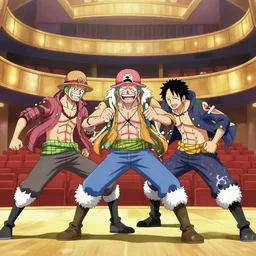 all one piece character fighting in a theater