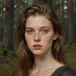 beautiful digital painting of a stylish swedish socialite forest with high detail, real life skin, freckles, 8 k, stunning detail, works by artgerm, greg rutkowski and alphonse mucha, unreal engine 5, 4 k uhd