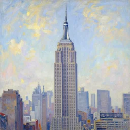 Empire State Building, illustrated by Claude Monet, very detailed