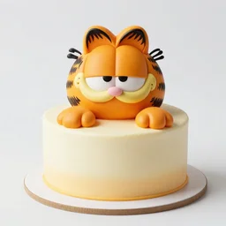 a birthday cake decorated to look like garfield the cat