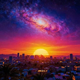 landscape by asher brown durand, galactic sunset retrowave thermal imaging vice city, archdaily, wallpaper, highly detailed, trending on artstation.