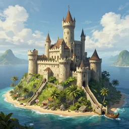 medieval castle on a tropic island, trending on artstation 4 k