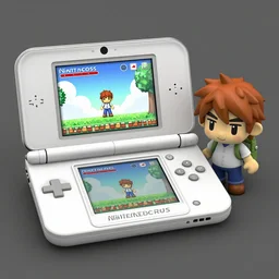 an image of a nintendo 3 ds game system, a 3 d render by miyamoto, featured on polycount, precisionism, 3 d, rendered in maya, 2 d game art