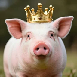 a pig wearing a golden crown