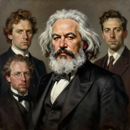 Karl marx painting by aaron brooks, chris dyer, android jones, and alex grey, highly detailed, high quality, high definition