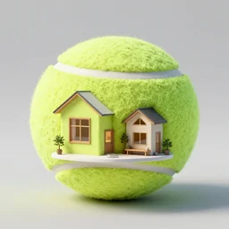 a house that looks like a tennis ball ; designed by toyo ito ; highly detailed ultra sharp 3 d render surreal architecture