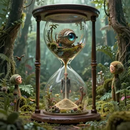 utopian Jungle, raf simons fashion couture, intricately detailed tiny humanoid inside an hourglass in the style of Emiliano Ponzi and  Chris Ware, futuristic 1990s contemporary art, sci-fi,eye glass, inside view, humanoid pov, intricate artwork by Tooth Wu and wlop and beeple, octane render, trending on artstation, greg rutkowski very coherent symmetrical artwork, depth field, unreal engine, cinematic, hyper realism, high detail, octane cinema 4D render, A24 cinematography, 8k