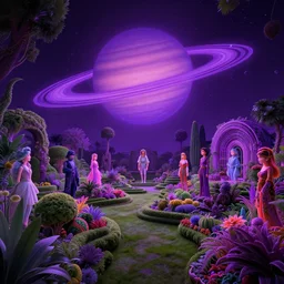 infinite exquisite manicured gardens under neon purple saturn, highly detailed, cinematic, synthwave, tim white, vladimir kush, chris foss, roger dean, philippe druillet, michael whelan, lisa frank, bob eggleton, alfred kelsner, kubrick