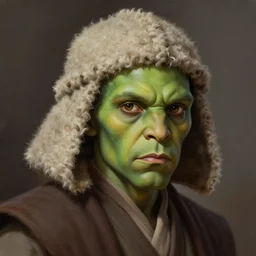 portrait of a man by greg rutkowski, jedi knight, human twi'lek hybrid, green skin, wool cap, star wars expanded universe, he is about 3 0 years old, highly detailed portrait, digital painting, artstation, concept art, smooth, sharp foccus ilustration, artstation hq