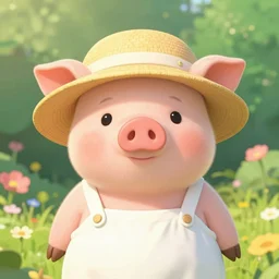 A beautiful portrait of an anthropomorphic pig wearing a sunhat and a sundress, cute, adorable, summer, garden, vivid colors , by Stanley Artgerm Lau, WLOP, Rossdraws, James Jean, Andrei Riabovitchev, Marc Simonetti, and Sakimichan, tranding on artstation