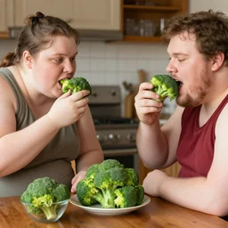 fat people eating broccoli