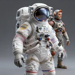 detailed 3d sculpture of an astronaut by clogtwo and ben ridgway inspired by beastwreckstuff chris dyer and jimbo phillips. 3d infused retrofuturist style. Hyperdetailed high resolution. Render by binx.ly in discodiffusion. Dreamlike surreal polished render by machine.delusions. Sharp focus.