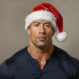 dwayne johnson wearing a santa hat, portrait, 1 8 0 0 s oil painting