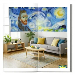 IKEA catalogue photo of a living room, by Van Gogh