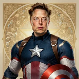elon musk as captain america, d & d, fantasy, intricate, elegant, highly detailed, digital painting, artstation, concept art, smooth, sharp focus, illustration, art by artgerm and greg rutkowski and alphonse mucha