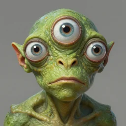 intelligent creature with three eyes, wrinkled green skin, no nose, with mandibles, highly detailed, digital painting, artstation, concept art, smooth, sharp focus, portrait by greg rutkowski