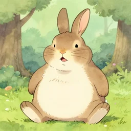 fat happy rabbit with a mouth too full, by beatrix potter