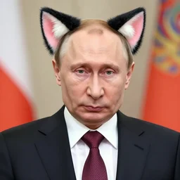 vladimir putin with cat ears, anime style