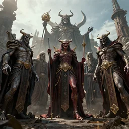wide angle view, evil saints, photorealistic, concept art, digital art, insane details, daylight, tele photo lens, octane render, artstation, 8 k