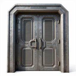 a sci - fi double door by chris foss and ron cobb highly detailed, very realistic, hyper realism, high detail, coherent, octane render, phototexture, 8 k