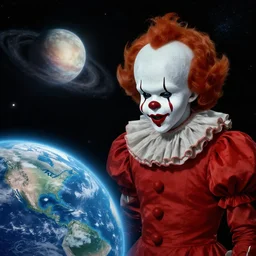 Pennywise looking at Planet earth from another galaxy, gerald brom