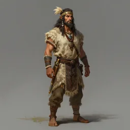 Realistic Neolithic era shaman, artstation, full body character concept art, digital painting by Dave Rapoza, artstation