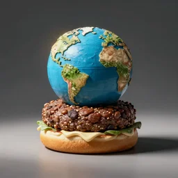 burger with a globe as patty