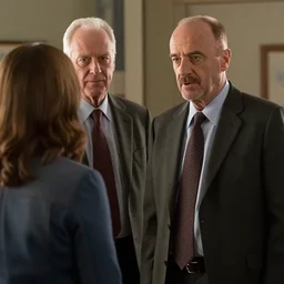 saul goodman as jimmy megal meets a woman with medium length hair