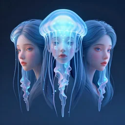 3 d face portrait of a goddess | jellyfish, bioluminescent | by david wiesner, alena aenami, kris kuksi octane render
