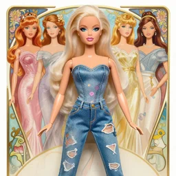 lady gaga as a barbie doll detailed clothing jeans, half body shot, arms down, path traced, highly detailed, high quality, digital painting, alena aenami, lilia alvarado, shinji aramaki, karol bak, alphonse mucha, tom bagshaw